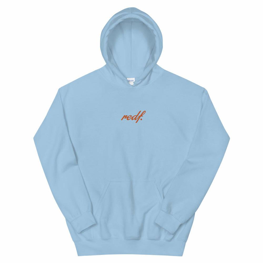 Script embroidered hoodie